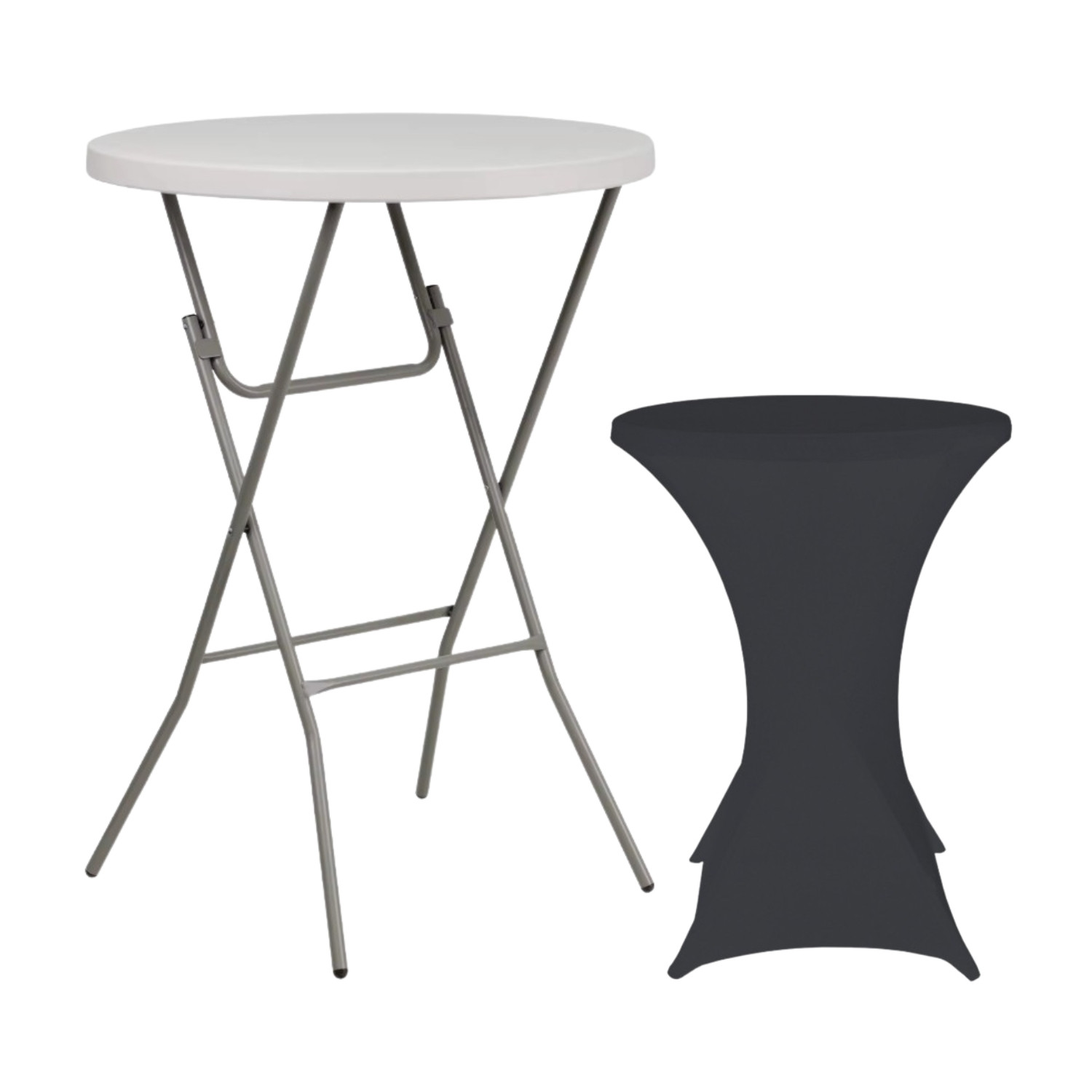 Set Mesa Plegable Redonda Alta y Funda Protectora 80x110cm Catering 7house Mobiliario Hosteleria 1